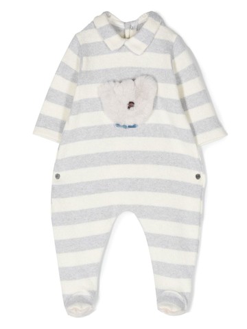 La Stupenderia - striped button-up body - kids - Cotton/Acrylic/Viscose/Polyester/Spandex/Elastane/Polyamide - 1 mth - Neutrals