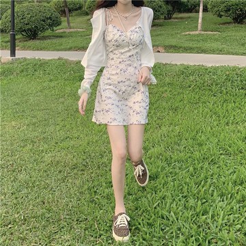 碎花裙吊帶裙連衣裙超仙女裝新款夏季甜辣妹風小清新初戀裙子
