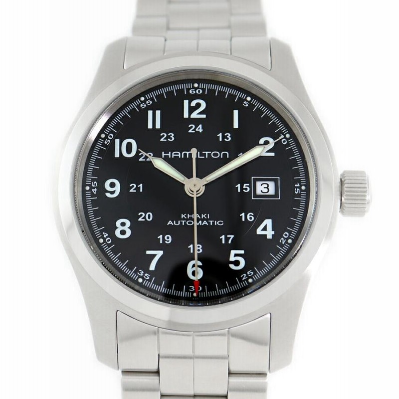 ほぼ新品 HAMILTON ハミルトン カーキ フィールド H705450 デイト 黒 