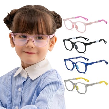 【ALEGANT】童趣星球輕量TR90材質柔韌彈性方框防滑彈簧鏡腳UV400兒童濾藍光眼鏡