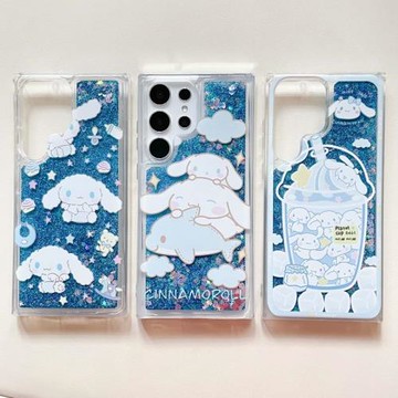 適用三星s22/s23/s23ultra/s24/s24ultra/s25/s25ultra手機殼海豚甜品飲料玉桂狗少女可愛卡通透明流沙軟套