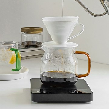 壹銘 高硼硅耐熱玻璃手沖咖啡分享壺 彩色把手果汁飲品壺公道茶壺