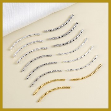 新款鍍金保色18k彎管飾品材料 DIY手鏈材料配件 螺旋管狀裝飾品配件 串珠材料 串珠材料包 珠珠材料