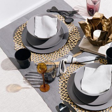 美國Chilewich圓餐墊-36cm大麗花4入組(多色挑選) 香檳金