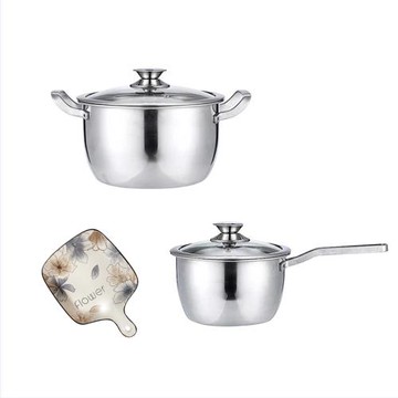 【鵝頭牌】御膳不鏽鋼雙湯鍋組+單柄陶瓷盤(CI-1820B+CI-2224B+CI-110T)