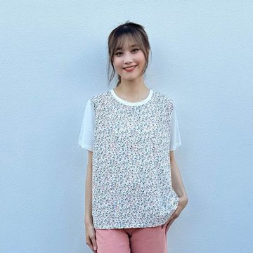 Hana-Mokuba花木馬日系女裝圓領小碎花T恤_淺粉