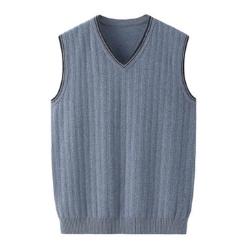 秋冬新款羊絨背心男士V領套頭馬甲舒適保暖坎肩針織無袖毛衣K3255