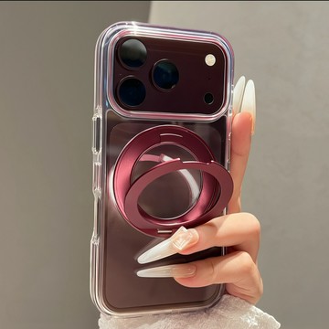 透明不易發黃 360旋轉支架 磁吸手機殼 適用於 iPhone 18 17 Pro Max 保護殼 18Pro 防摔殼