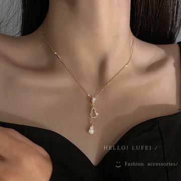 輕奢小眾設計高級感i流蘇葫蘆項鏈女鎖骨鏈2021年新款毛衣鏈配飾