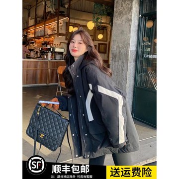 設計感派克服沖鋒衣外套女冬新款工裝小個子加厚寬松白鴨絨羽絨服