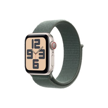 Apple Watch SE GPS + LTE 40 mm 星光色鋁金屬錶殼搭配鼠尾草綠色運動型錶環