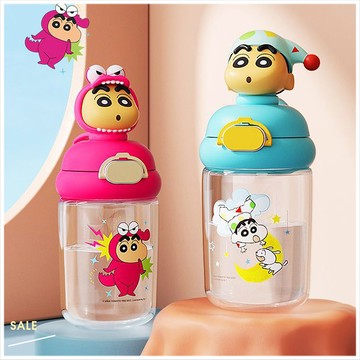 天藍小舖-蠟筆小新3D裝扮系列雙飲透明水壺600ml-共4色-$279【A11114459】