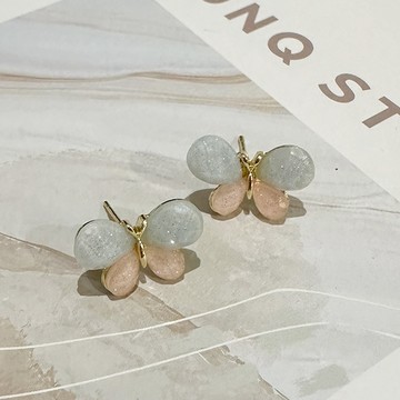 G&G藍粉蝴蝶耳環(針式)