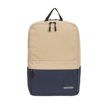 【OUTDOOR】極簡風尚-14吋電腦後背包-深藍/米色 OD225011NB 15L 14吋筆電隔層 透氣背墊設計