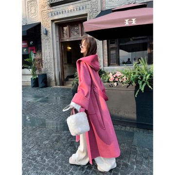 雙面羊絨大衣女中長款2026秋冬新款連帽設計高級感小眾羊毛呢外套