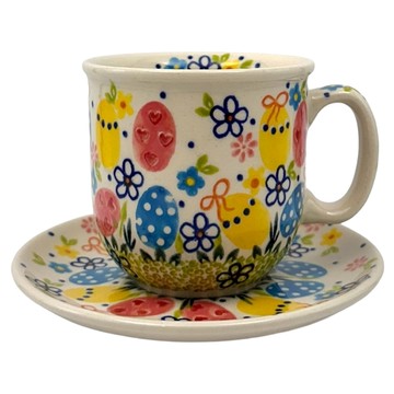 Vena 波蘭陶 彩蛋春日派對系列 咖啡杯盤組 300ml  彩色  1套