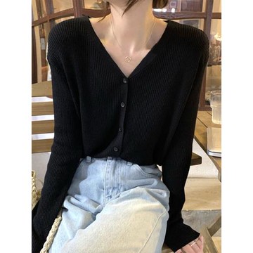 v領針織衫女開衫春裝2025年新款早春打底衫上衣春秋內搭毛衣外套