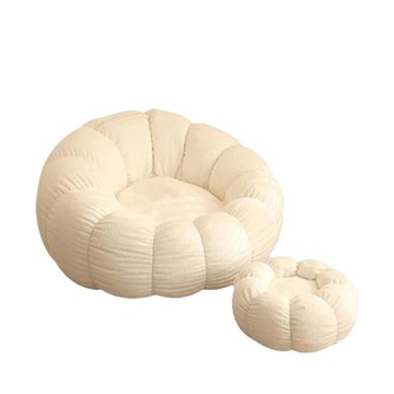 奶油風懶人沙發可躺可睡南瓜沙發椅休閑椅羊羔絨布藝沙發單人沙發【0113103DD】