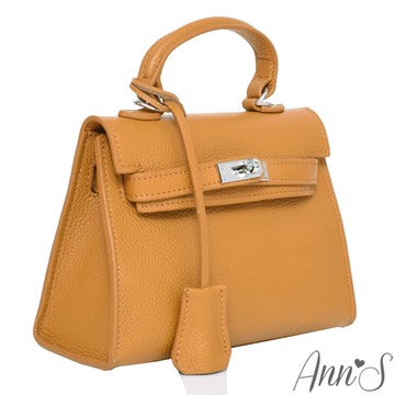 Ann’S經典時裝配件-迷你凱莉包質感全真皮-黃