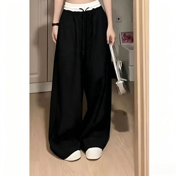 【WYZ】【REMODUTION】夏秋季黑白拼接寬褲男女款直筒寬鬆顯瘦闊腿休閒褲