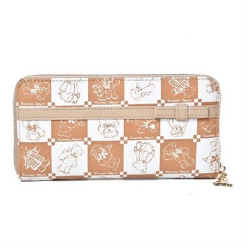 【kuma heya 美國熊】棋盤熊蝴蝶結飾長夾