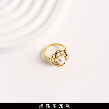 SO NICE 復古山茶花珍珠開口戒指