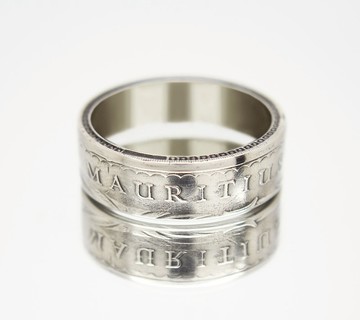 毛里求斯硬幣戒指 5 盧比 1987 年男士硬幣戒指 女士硬幣戒指