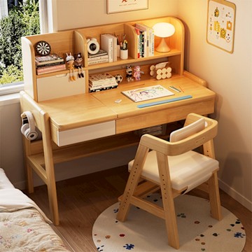 Happylife 實木兒童翻蓋書架升降書桌 120公分 Y12054