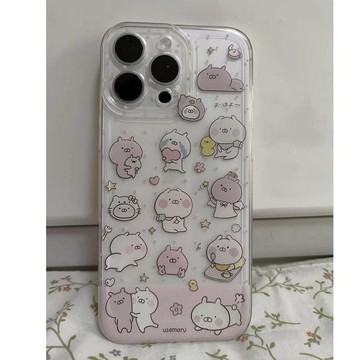 🎀臺灣出貨🎀可愛滿屏兔丸適用於iPhone13/15PROMAX手機殼16PRO透明XR新款12/14軟殼7 韓系手