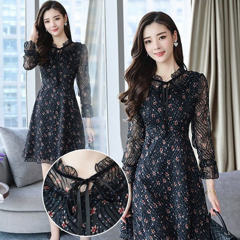 シフォンワンピース 長袖 通勤 マキシ丈ワンピース 膝丈ドレス ロング丈きれいめ 大きいサイズ 花柄 着痩せ カジュアル チュニック 通販 Lineポイント最大0 5 Get Lineショッピング