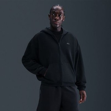 NIKE AS M NK TF SI BRSH FZ HD 男 運動連帽外套 寬鬆 保暖 黑-IO3690010