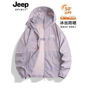 JEEP透氣防曬衣女夏天防紫外線沖鋒衣輕薄寬松護臉遮陽釣魚防曬服