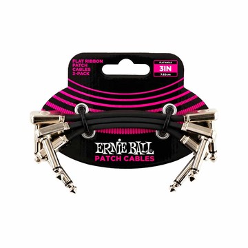 Ernie Ball Flat Ribbon Patch Cable 3inch 短導線 3入組 黑色