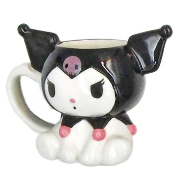 KUROMI 酷洛米 陶瓷馬克杯 全身坐姿造型 12 x 10 x 7cm 200ml  庫洛米 黑色 + 白色 + 粉紅色  1個