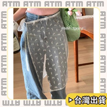 🔥臺灣出貨🔥可開發票✅輕飾時光韓國原創設計屁簾韓國蕾絲花邊屁簾圍裙女疊穿綁帶半身裙百搭罩裙