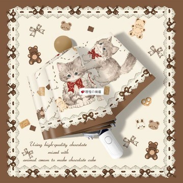 可開發票☆【臺灣精品】💕小貓拿鐵防曬防紫外線晴雨兩用安全防回彈太陽傘加粗摺疊自動雨傘