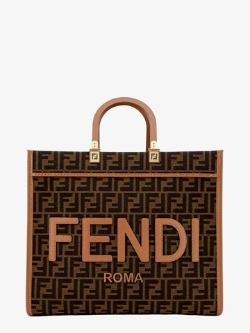 Ff fabric and leather handbag with lettering logo - FENDI - gender_Woman