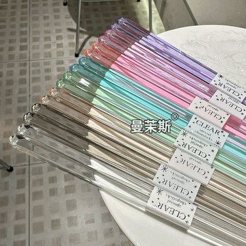 臺灣/現✨餐具 筷子 木筷 公筷 耐高溫透明水晶亞克力筷子蟲蟲同款高顏值檔一人一筷家用防滑韓國壽司