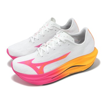[ACS] Mizuno 競速跑鞋 Wave Rebellion Flash 3 男鞋 花火系列 白 粉紅 緩震 厚底 美津濃 J1GC2517-01