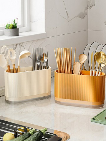 APP下單享點數9% 廚房筷子筒置物架家用壁掛式筷簍放勺子餐具收納盒多功能瀝水筷簍