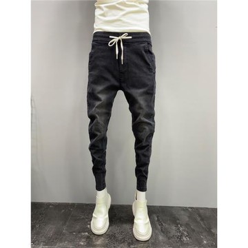 2024春季束腳牛仔褲男韓版潮流修身小腳褲男哈倫褲束腳褲休閑長褲