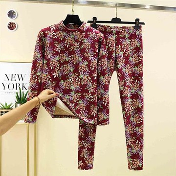 【韓國K.W.】現貨保暖自帶升溫合身棉家居服套裝睡衣