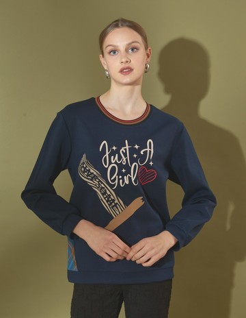 ★【喜芝梅】深海心語 時尚少女情懷紅心印花上衣(藍色；M-XL) 224470921