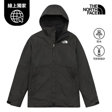 【線上獨家款】男款黑色DRYVENT防水抓絨內裡三合一外套｜8AV74H0