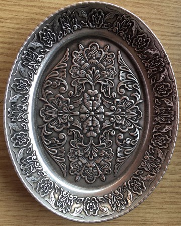 清倉古玩仿古擺器鍍銀銅碗制造精美外有落款里有富貴花圖案銅厚重