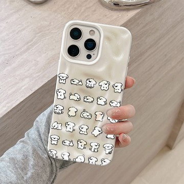 可愛動作小狗 適用 iPhone17ProMax 16Pro 15Plus 14 13 隕石紋 大孔全包防摔軟保護殼