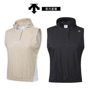 【DESCENTE】GOLF 迪桑特 女士 高爾夫球背心(黑色/米色)