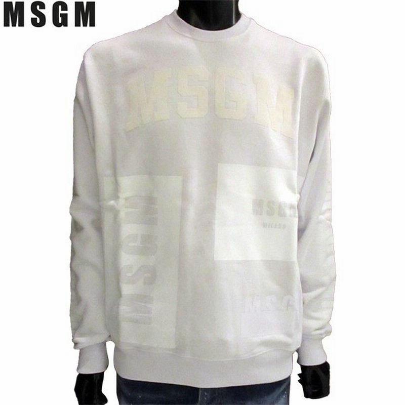 エムエスジーエム Msgm メンズ トップス スウェット トレーナー ロゴ マルチロゴ付きスウェット 白 Mm90 298 01 R 81s 通販 Lineポイント最大0 5 Get Lineショッピング