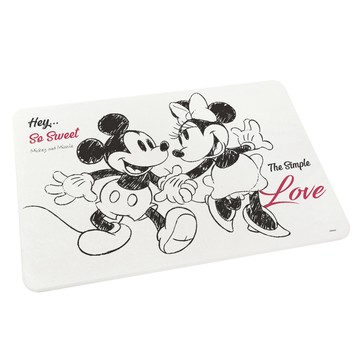 台灣製造 正版授權 迪士尼 珪藻土吸水地墊-米奇米妮60*40*0.9cm_廠商直送
