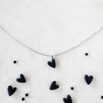 小號心形項鍊 / 黒 / 不銹鋼 / 尺寸不限